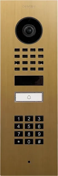 DoorBird D1101KV IP Video Türstation mit 1 Ruftaste, Keypad Modul, Edelstahl, Gold-Optik, gebürstet, Unterputz
