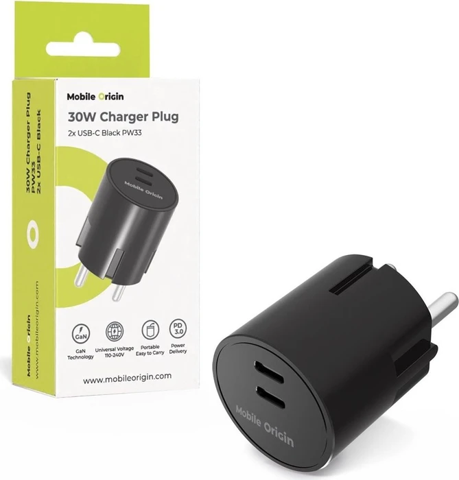 Mobile Origin GaN Wall Charger PW33 30W schwarz