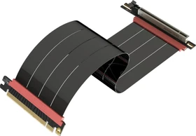 LinkUP AVA5 v4 ITX Armour Riser Kabel, rechts gerichtet, gewinkelt, PCIe 5.0, 300mm, schwarz
