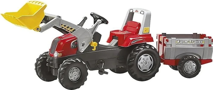 rolly toys rollyJunior RT Trettraktor mit Frontlader und Anhänger rot