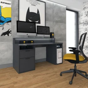 Forte Tezaur Gamer Schreibtisch 160x72cm schwarz/schwarz