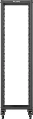 Lanberg Open Rack Series 19" Open Frame Rack 42HE, 4-Pfosten, mit Rollen, Flat Pack, tiefenverstellbar, 430-590mm, RAL 9004, 800mm tief