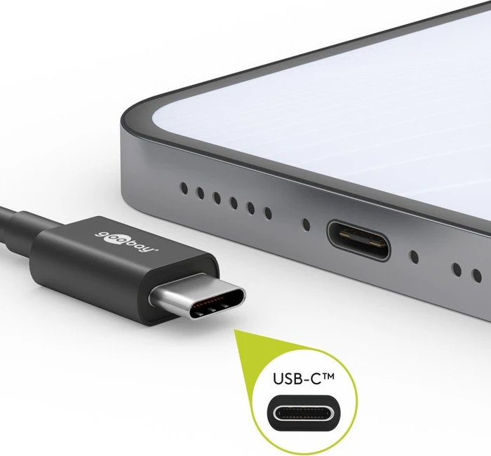 goobay USB Kabel, USB 2.0, 480Mb/s, USB-C 2.0 [Stecker] auf USB-A 2.0 [Stecker], 15W, schwarz, 10cm