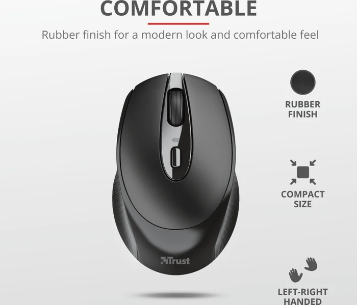Trust Zaya Rechargeable Wireless Mouse grau/schwarz, USB