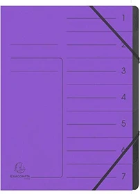 Exacompta Ordnungsmappe mit Gummizug, 7 Fächer, A4, violett
