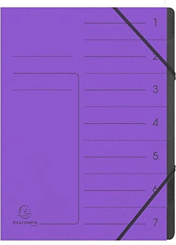 Exacompta Ordnungsmappe mit Gummizug, 7 Fächer, A4, violett
