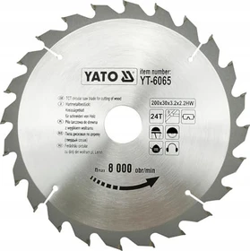 Yato YT-6065 HM Kreissägeblatt 24Z, 200x2.2x30mm, 1 Stück
