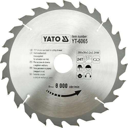 Yato YT-6065 HM Kreissägeblatt 24Z, 200x2.2x30mm, 1 Stück