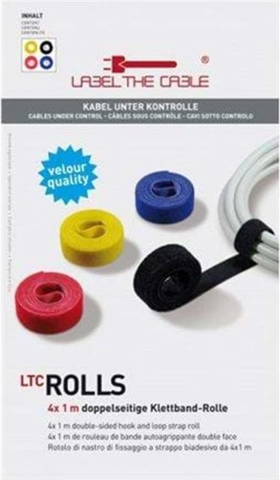 LABEL THE CABLE LTC Roll Strap 4x Kabelbinder, 1m, farbig sortiert, 4 Stück