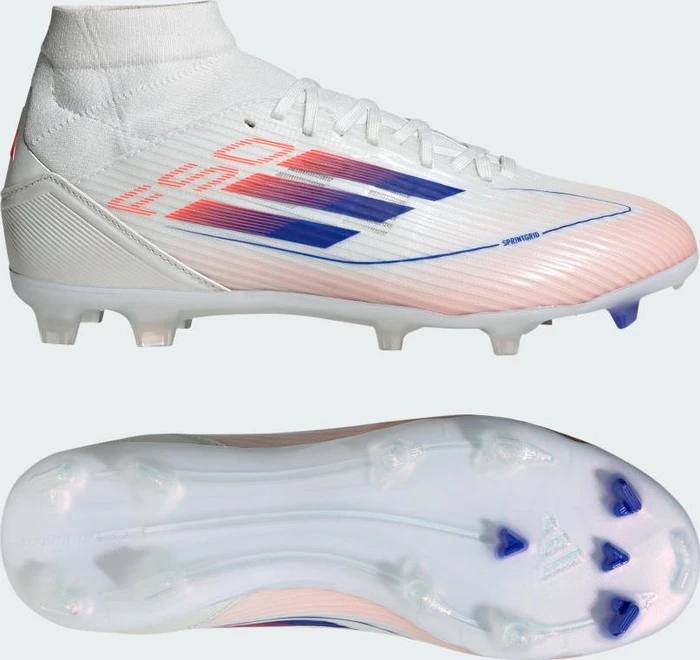 adidas F50 League Mid-Cut FG/MG cloud white/lucid blue/solar red (Damen)