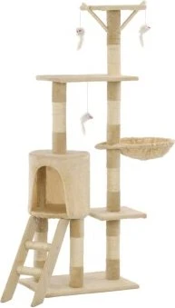 vidaXL Katzen-Kratzbaum mit Sisal-Säulen, 138cm, beige