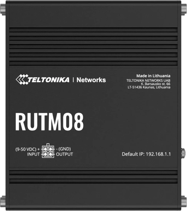 Teltonika RUTM08 Industrial Railmount Gigabit Managed Router, 4x RJ-45, passiv PoE
