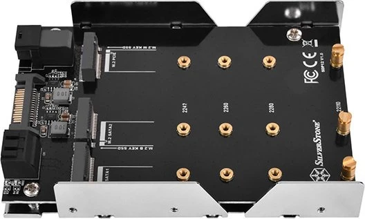 SilverStone SDP12, 2x SATA 7 Pin > 2x M.2 SATA, 1x SFF-8643 > 1x M.2 PCIe NVMe