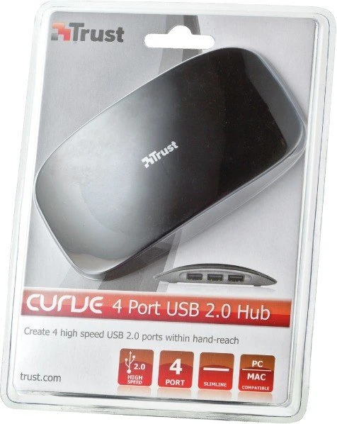 Trust Curve USB-Hub, 4x USB-A 2.0, USB 2.0 Mini-B [Buchse]