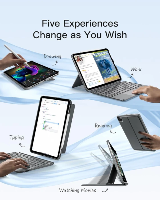 Inateck ACE Touch Ultraleicht Tastatur für iPad Pro 11" (M4), grau, UK