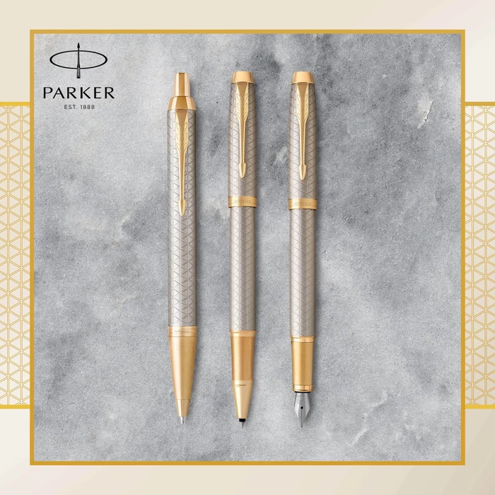 Parker IM Premium Tintenroller (Mine) warm silver/gold trim, Geschenkbox (1931686) – Bild 6