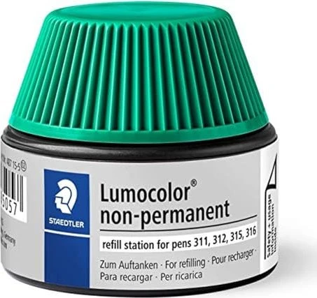 Staedtler Lumocolor 487 15 Non-Permanentmarker Nachfüllstation 20ml, grün