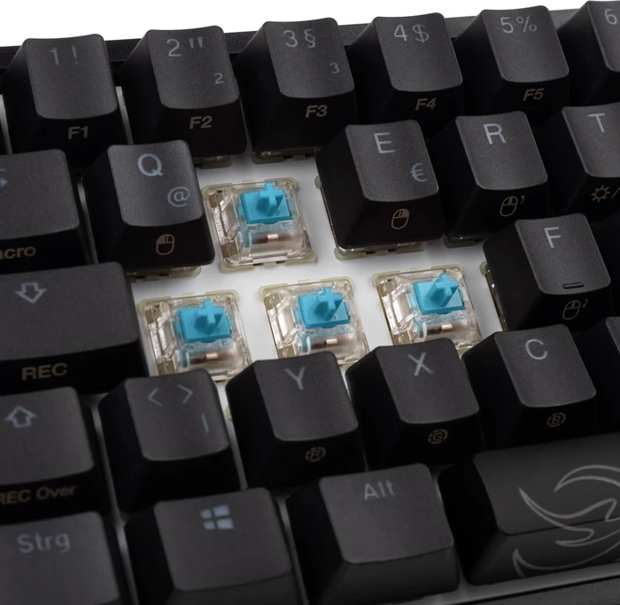 Ducky One 2 Pro Mini, PBT, schwarz, LEDs RGB, MX RGB BLUE, USB, DE