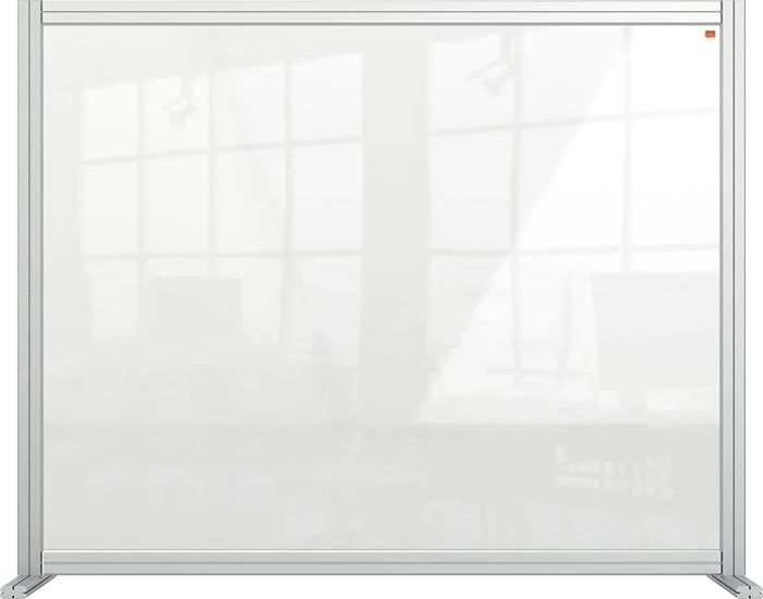 Nobo Premium Plus Schreibtisch-Trennwand aus Acryl, transparent/silber, 120x100cm