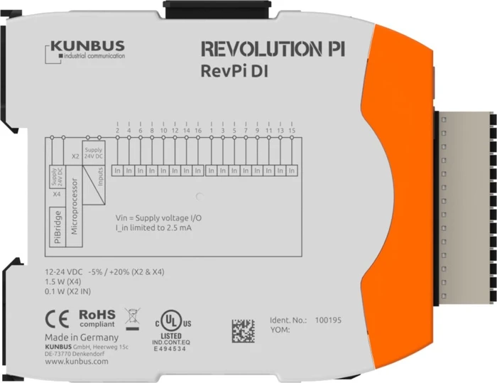 Revolution Pi RevPi DI Digitales Input Erweiterungsmodul, 16 Eingänge