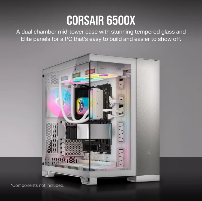 Corsair 6500X White/Satin Gray Aluminium, weiß/silber, Glasfenster