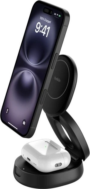 Belkin BoostCharge Magnetische 2-in-1-Ladestation mit Qi2 (15 W) schwarz