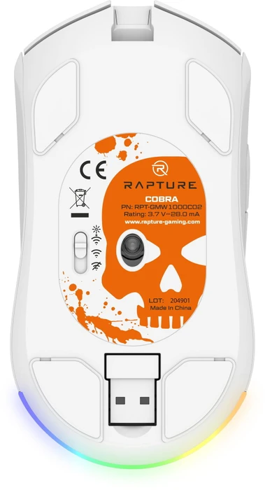 Rapture Cobra Wireless Gaming Maus weiß, USB