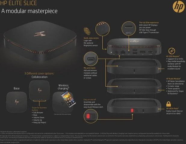 HP Elite Slice Mini-Computer, Core i7-6700T, 8GB RAM, 512GB SSD