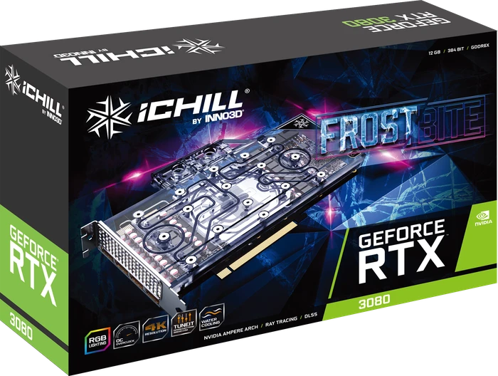 INNO3D GeForce RTX 3080 iCHILL Frostbite LHR, 12GB GDDR6X, HDMI, 3x DP