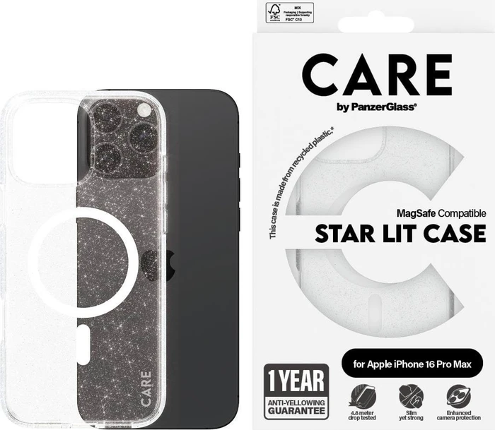 PanzerGlass Care Flagship Case Urban Combat Star Lit MagSafe für Apple iPhone 16 Pro Max weiß