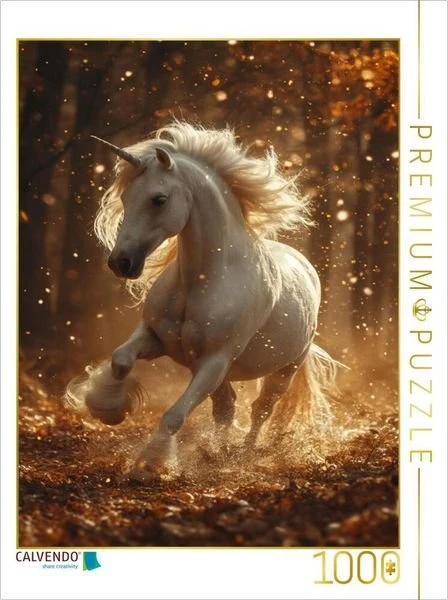 Calvendo Herbstliche Harmonie: Ein weißes Einhorn im Wald der leuchtenden Blätter