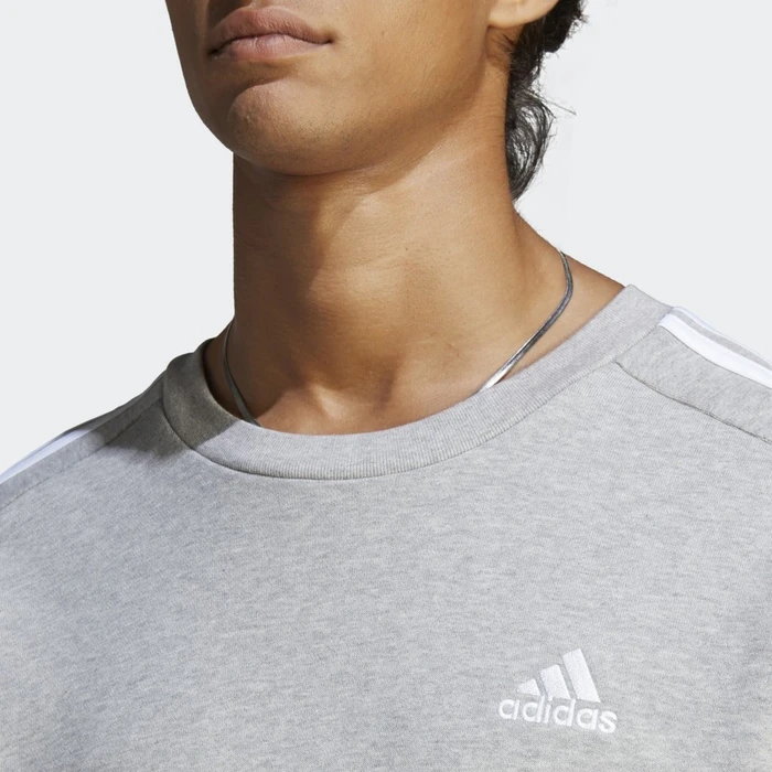 adidas Essentials French Terry 3-Streifen Sweatshirt medium grey heather (Herren)