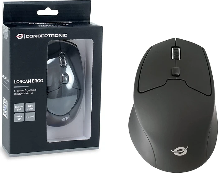 Conceptronic LORCAN02B ERGO Bluetooth 5.0 Maus schwarz, Bluetooth