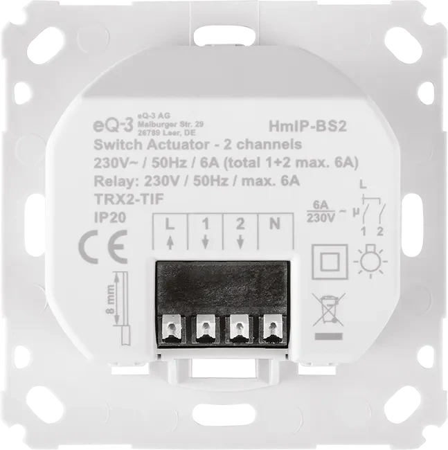 eQ-3 Homematic IP Schaltaktor für Markenschalter, 2-fach, Schaltaktor