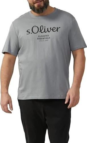 s.Oliver Logo-Print Big T-Shirt kurzarm taubengrau (Herren)