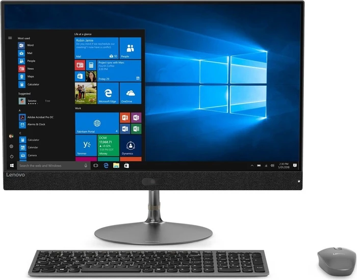 Lenovo IdeaCentre AIO 730S-24IKB, grau, Core i5-8250U, 8GB RAM, 128GB SSD, 1TB HDD, Radeon 530, PL