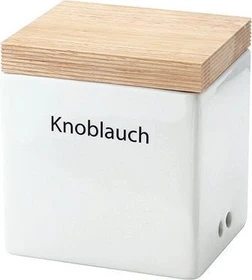 Continenta Vorratsdose mit Holzdeckel Knoblauch weiß