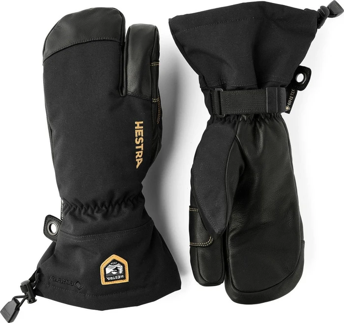 Hestra Army Leather Gore-Tex 3-Finger Skihandschuhe schwarz