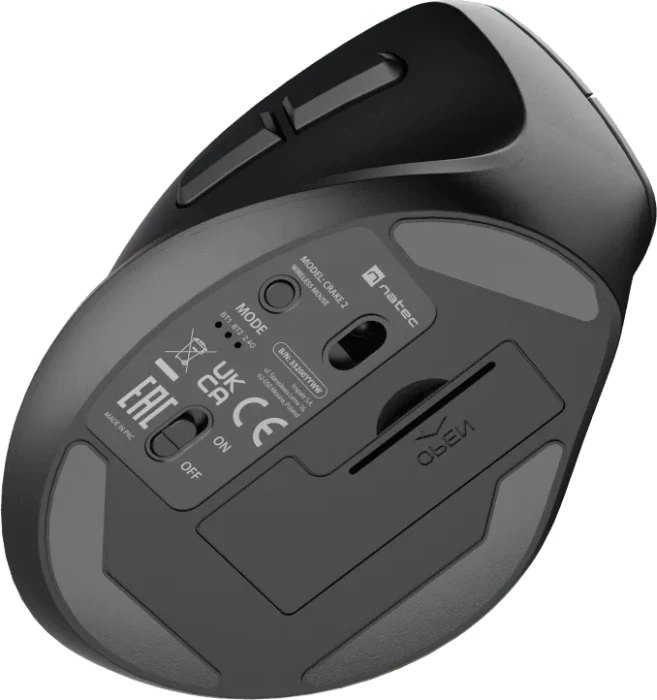 Natec Crake 2 Vertical Wireless Mouse schwarz, Linkshänder, USB/Bluetooth