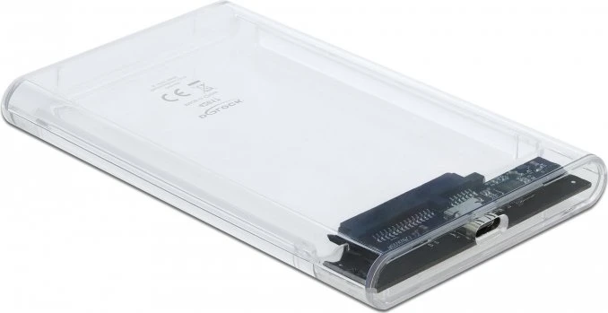 DeLOCK External Enclosure, transparent, 9.5mm, 2.5", USB-C 3.1