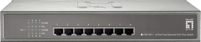 LevelOne FEP Desktop Switch, 8x RJ-45, 245W PoE+