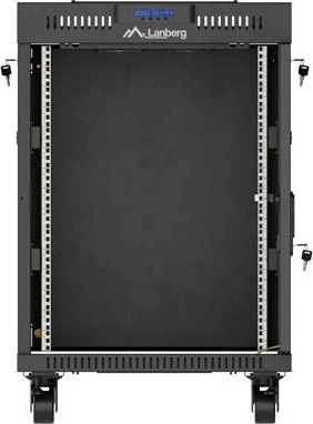 Lanberg 19" Rackschrank 15HE, LCD, freistehend, Flat Pack, V2, Glastür, IP20, RAL 9004, 600mm tief