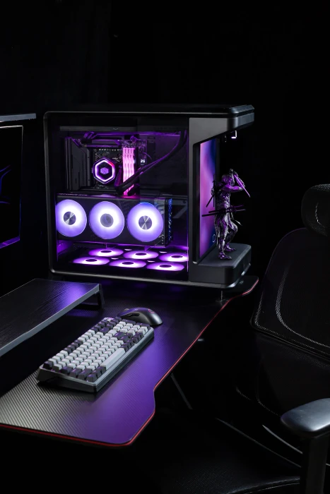 Cooler Master MasterFrame 360 Stage LCD, schwarz, Glasfenster