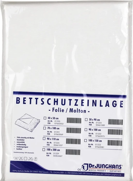 Dr. Junghans Medical Folie/Molton Bettschutzeinlage, 90x100cm, 1 Stück