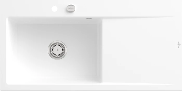 Villeroy & Boch Subway Style 60 Einbau Becken links mit Ablauffernbedienung stone white