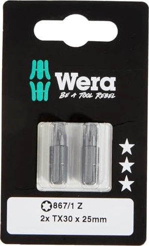Wera 867/1 SB Torx Bit 1/4", T30x25mm, 2 Stück