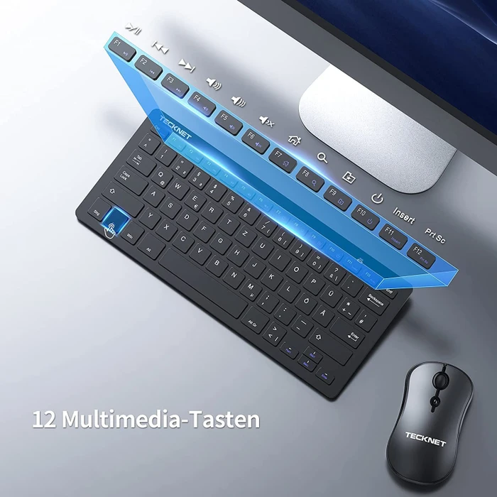 TeckNet Kabelloses Tastatur Maus Set, schwarz, USB, DE
