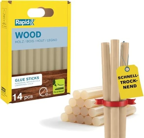 Rapid Holz Heißklebepatronen transparent, 12x94mm, 13 Stück
