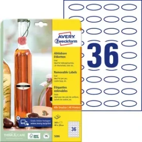 Avery-Zweckform Etiketten oval, 40x20mm, ablösbar, weiß, 10 Blatt (360 Etiketten)