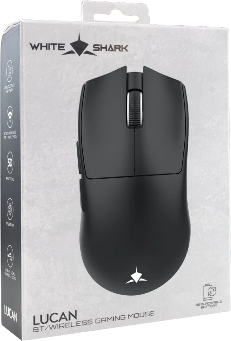 White Shark Lucan Wireless Gaming Mouse, schwarz, USB/Bluetooth